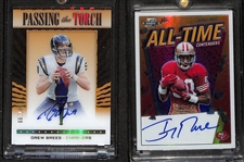 Lot of (2) 2022 Autographed #d Football Cards w/Drew Brees & HOFer Jerry Rice