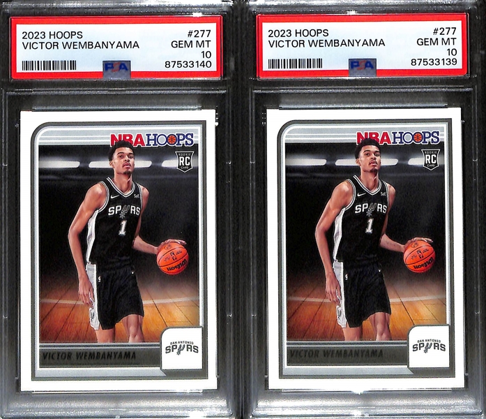 Lot of (5) 2023 NBA Hoops Victor Wembanyama PSA 10 Rookie Cards 