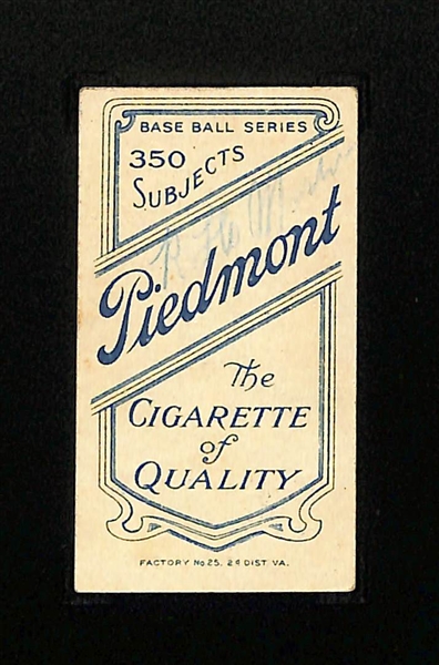 1910 T206 Kid Elberfield (Washington, Portrait) Piedmont Cigarettes Back - Graded SGC 1.5