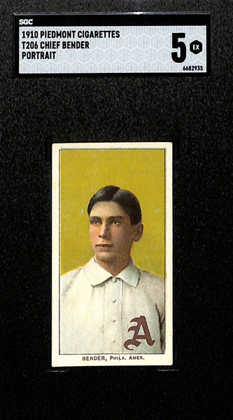1910 T206 Chief Bender (Portrait) Piedmont Cigarettes Back - Graded SGC 5