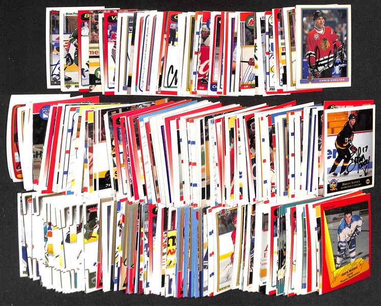 Lot of (350+) Signed Hockey Cards w. Chris Chelios, Joe Thornton, Brendan Shanahan, and others (JSA Auction Letter)