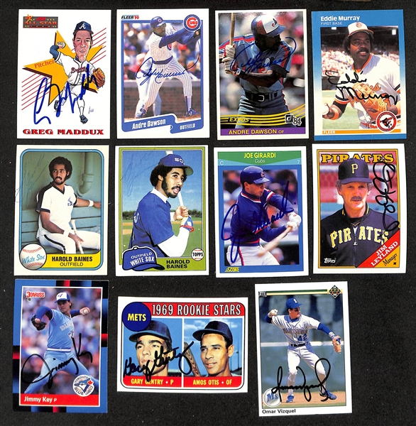 Lot of (250+) Signed Baseball Cards w. Greg Maddux, Andre Dawson, Eddie Murray, Harold Baines, and Others + (JSA Auction Letter)