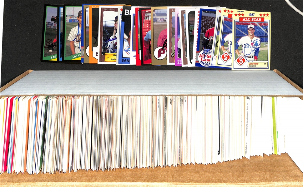 Lot of (450+) Signed Minor League Baseball Cards w. Larry Walker, Jeff Huson, Tim Naehring,  Kent Mercker, Alan Wiggins and more + (JSA Auction Letter)