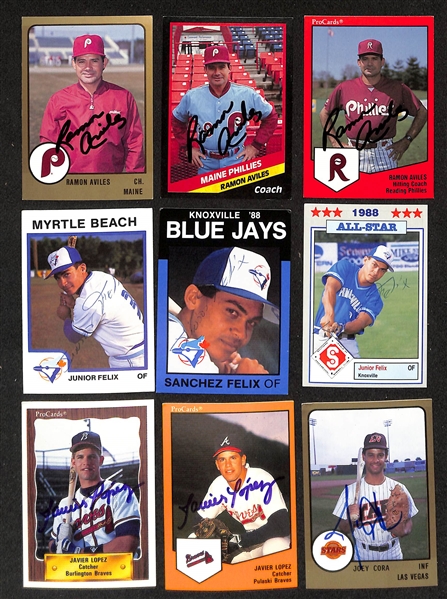 Lot of (450+) Signed Minor League Baseball Cards w. Larry Walker, Jeff Huson, Tim Naehring,  Kent Mercker, Alan Wiggins and more + (JSA Auction Letter)