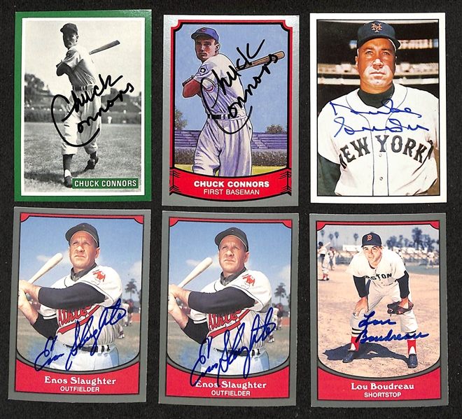 Lot of (30+) Signed Baseball Cards w. Chuck Connors, Duke Snider, Enos Slaughter, Lou Bourdeau, and more (JSA Auction Letter)