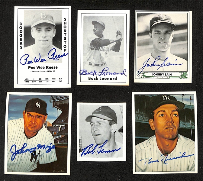 Lot of (25+) Signed Baseball Cards w. Pee Wee Reese, Buck Leonard, Johnny Sain, Johnny Mize, and more (JSA Auction Letter)