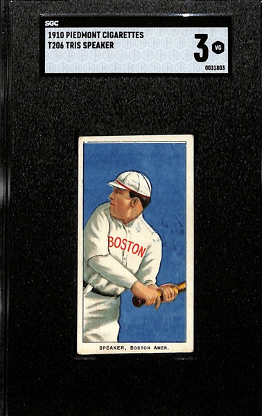 1910 T206 Tris Speaker Piedmont Cigarettes Back - Graded SGC 3