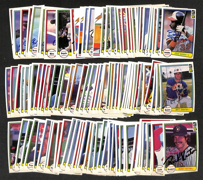 Lot of (114) Signed 1982 Donruss Baseball Cards w. Eddie Murray, Fergie Jenkins + more (JSA Auction Letter)