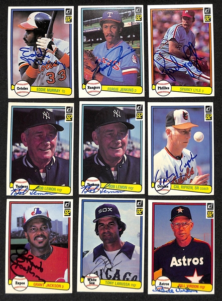 Lot of (114) Signed 1982 Donruss Baseball Cards w. Eddie Murray, Fergie Jenkins + more (JSA Auction Letter)