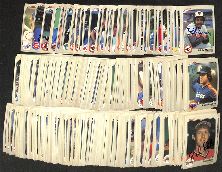 Lot of (297) Signed 1983 Fleer Baseball Cards w. (2) Eddie Murray, Paul Molitor, Gaylord Perry + more (JSA Auction Letter). 