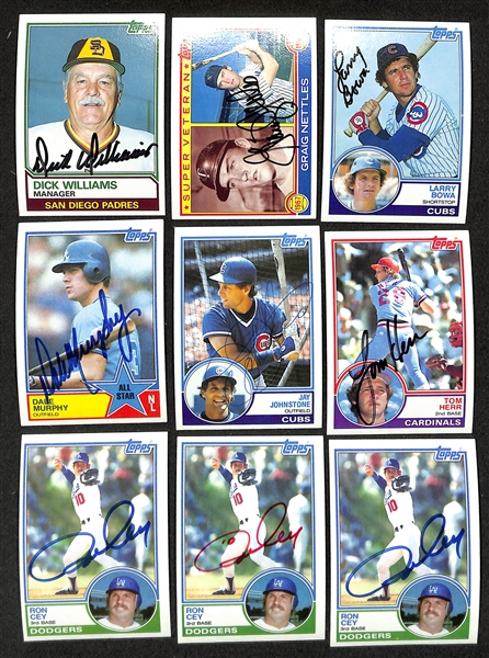 Lot of (390) Signed 1983 Topps Baseball Cards w. (2) Tony Perez, Andre Dawson + more (JSA Auction Letter) 