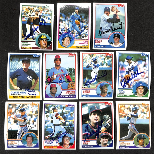 Lot of (390) Signed 1983 Topps Baseball Cards w. (2) Tony Perez, Andre Dawson + more (JSA Auction Letter) 