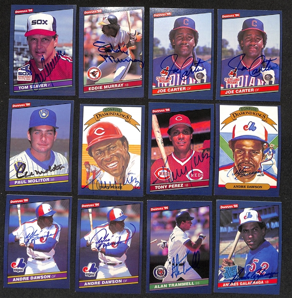 Lot of (455+) Signed 1986 Donruss Baseball Cards w. Tom Seaver, Eddie Murray, (2) Joe Carter + more (JSA Auction Letter) 