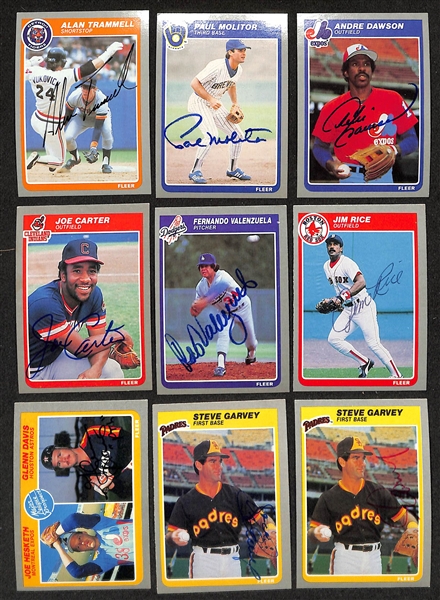 Lot of (480) Signed 1985 Fleer Baseball Cards w. Alan Trammell, Paul Molitor, Andre Dawson, Joe Carter + more (JSA Auction Letter) 