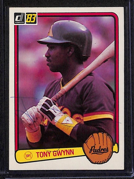 (3) Tony Gwynn Signed 1983 Rookie Cards w. Fleer, Donruss, and Topps (JSA Auction Letter)
