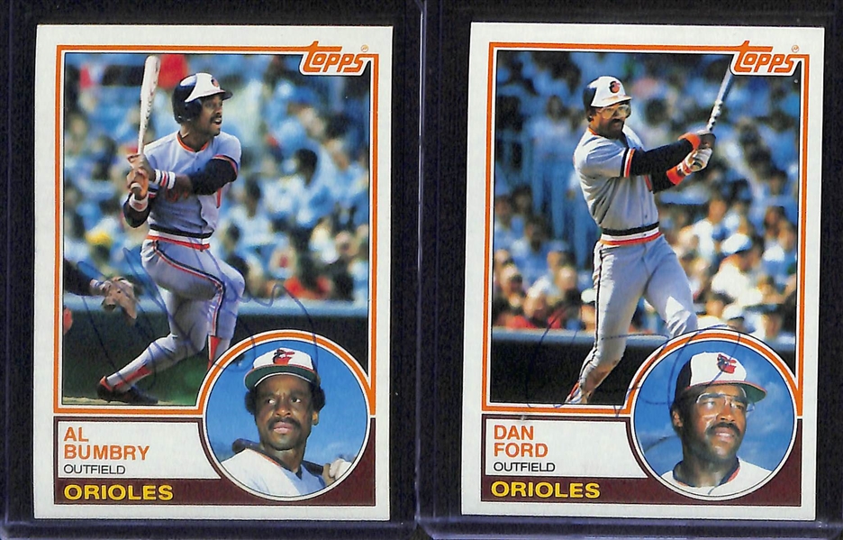 (8) Signed 1982-1983 Orioles Cards w. 1982 Donruss Cal Ripken Jr. Rookie, 1983 Topps Eddie Murray, (3) 1983 Topps Earl Weaver + more (JSA Auction Letter)