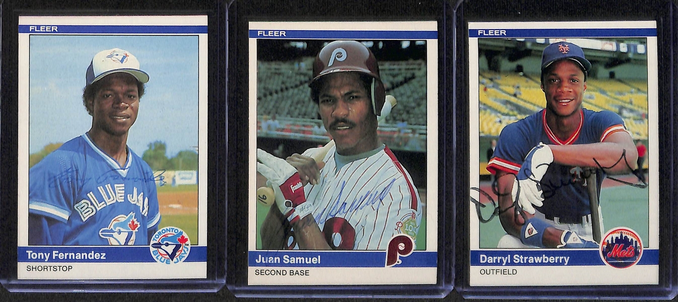 (9) Signed Baseball Rookie Cards w. 1984 Donruss Joe Carter, 1993 Fleer Pro Cards Jorge Posada, 1992 Classic Best Andy Pettitte, 1984 Fleer Juan Samuel, Kevin McReynolds, 1985 Orel Hershiser, 1986...