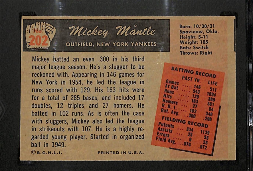 1955 Bowman Mickey Mantle #202 Graded SGC 4.5