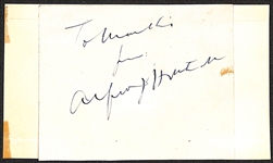Alfred Hitchcock (d. 1980) Signed Index Card w. Note on How the Autograph Was Obtained on June 26, 1942 (JSA Auction Letter)