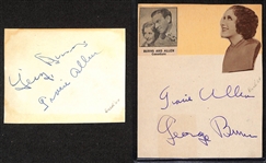 (2) Index Cards Dual-Signed by Both George Burns & Gracie Allen (JSA Auction Letter)