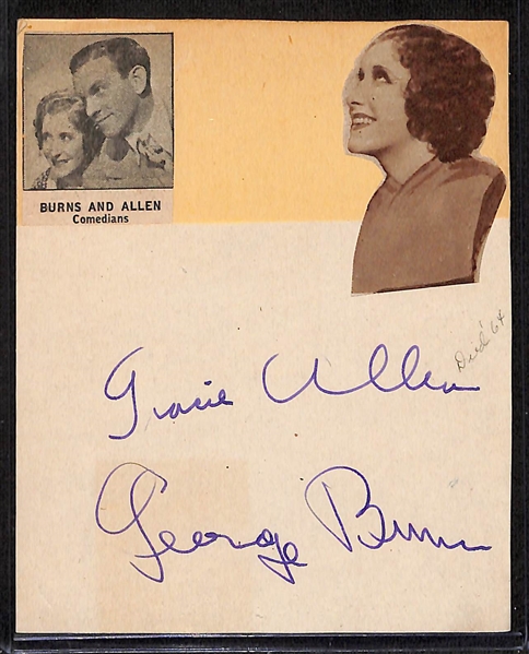 (2) Index Cards Dual-Signed by Both George Burns & Gracie Allen (JSA Auction Letter)