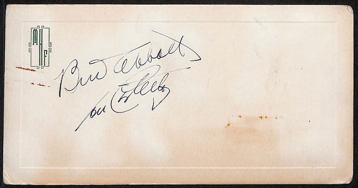 RARE Dual-Signed Abbott & Costello Index Card - Signed by Lou Costello (d. 1959) and Bud Abbott (d. 1974) - JSA Auction Letter