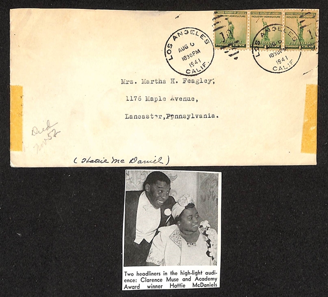 Hattie McDaniel (d. 1952) Signed Letter (Mammy from Gone With the Wind) - Includes Original Mailing Envelope (JSA Auction Letter)