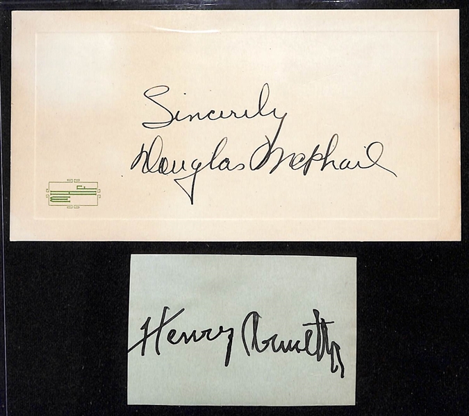 Rare Singer/Actor Autographs - Douglas McPhail (d. 1944 of Suicide) & Henry Armetta (d. 1945 During Show) (JSA Auction Letter)