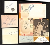 Vintage Entertainer Autographs w. Peter Lorre (d. 1964, Maltese Falcon, Casablanca), Jackie Cooper (d. 2011), Virginia Bruce (d. 1982), Perce Marco, Vera Vague (d. 1972), Frances Langford (d....