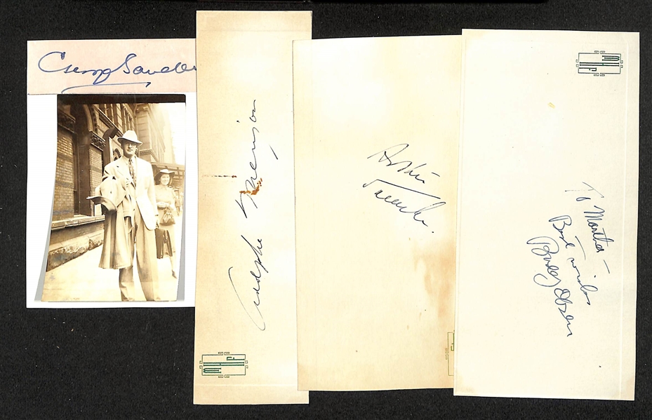 Vintage Entertainer Autographs w. George Sanders (Mr. Freeze in 1966 Batman, Jungle Book), Adolphe Menjou, Arthur Treacher (Mary Poppins, Merv Griffin), Buddy Ebsen (Jed Clampett in Beverly...