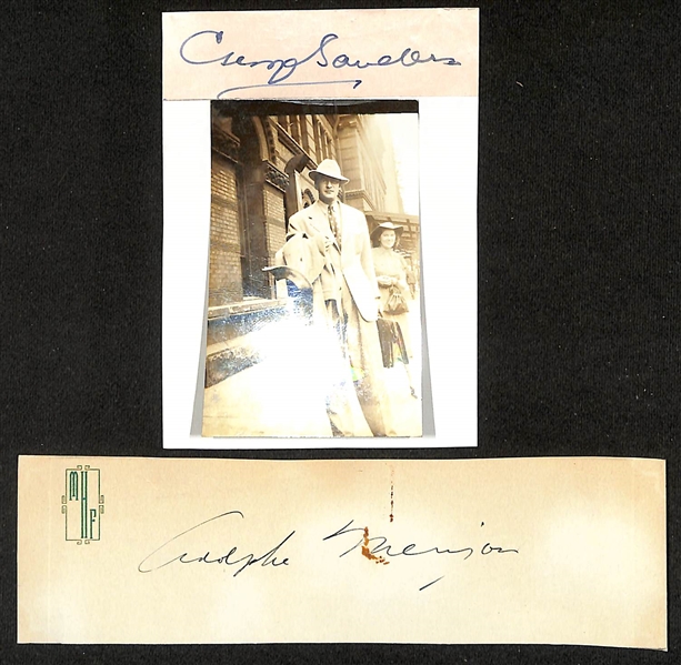Vintage Entertainer Autographs w. George Sanders (Mr. Freeze in 1966 Batman, Jungle Book), Adolphe Menjou, Arthur Treacher (Mary Poppins, Merv Griffin), Buddy Ebsen (Jed Clampett in Beverly...