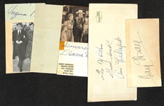 Vintage Actress Autograph Lot - Fay Wray (d. 2004, 1933 King Kong), Ann Rutherford (d. 2012 - Gone With the Wind), Diana Hale (d. 2022, Get Smart), Tala Birell (d. 1958), Virginia Pine (d. 1984) -...