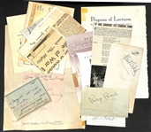 Vintage Autograph Lot w. Douglas Fairbanks Jr. (d. 1990), Al Dexter (1943 Hit "Pistol Packin Mama"), Philip Reed, Albert Dekker, and 10+ Other SIgned Items (JSA Auction Letter)