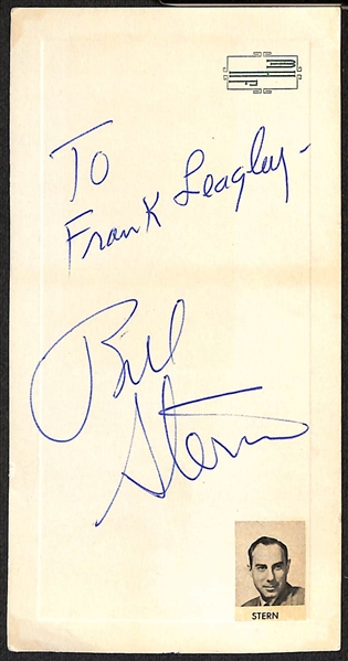 Sports Autographs - Bill Stern (Rare Baseball HOF Autograph - d. 1971), Joe Frazier (Boxing HOF), Nat Pendleton (Actor/Wrestler - d. 1967, 1920 US Olympic Heavyweight Silver Medalist) (JSA Auction...