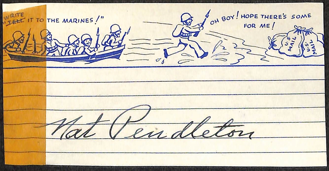 Sports Autographs - Bill Stern (Rare Baseball HOF Autograph - d. 1971), Joe Frazier (Boxing HOF), Nat Pendleton (Actor/Wrestler - d. 1967, 1920 US Olympic Heavyweight Silver Medalist) (JSA Auction...