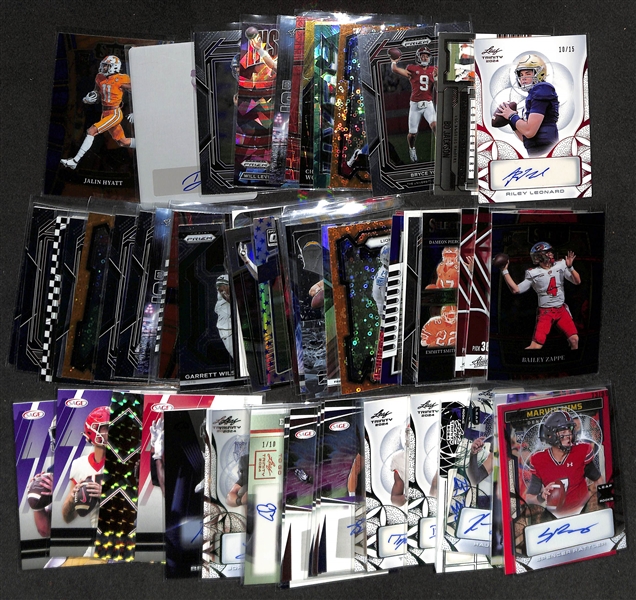 Lot of (60+) 2021-2024 College & Pro Football Cards inc. Riley Leonard Auto, Bo Jackson, Bryce Young