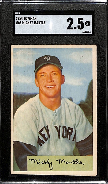 1953 Bowman Mickey Mantle #65 Graded SGC 2.5