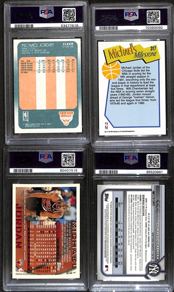 Lot of (4) PSA Graded Sports Cards - (3) Michael Jordan (1988 Fleer PSA 8, 1991 Hoops PSA 10, 1996 Topps PSA 10) & 2022 Bowman Chrome Oswaldo Cabrera Auto PSA 10 