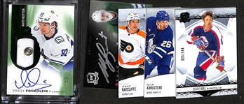 Lot of (5) 2021-22 The Cup Hockey Cards w. Vasily Podkolzin Rookie Autograph Button #2/3 + more