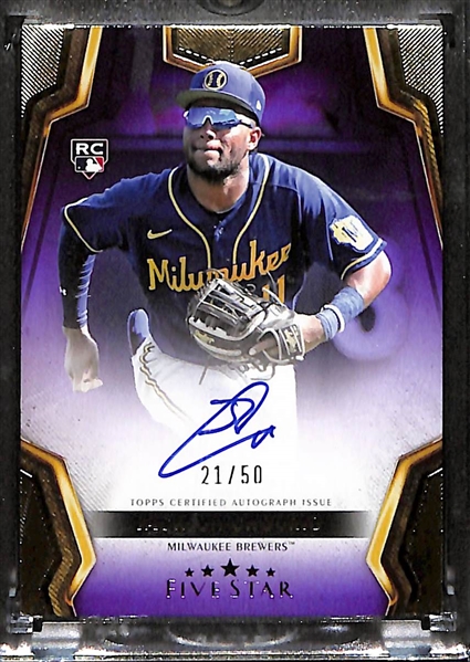 2024 Topps Five Star Jackson Chourio Rookie Autograph Purple #/50