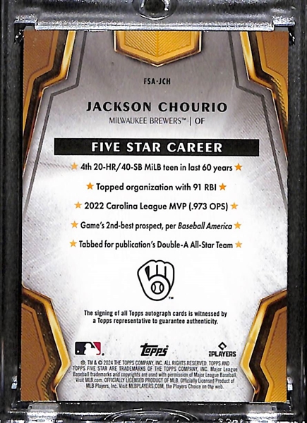 2024 Topps Five Star Jackson Chourio Rookie Autograph Purple #/50