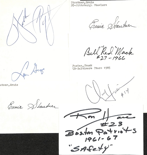 Lot of (30+) Signed Mostly Football Index Cards inc. Walter Payton, Ernie Stautner, Lou Groza, Red Mack, + (JSA Auction Letter)
