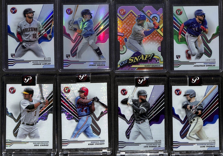 Lot of (32) 2024 Topps Pristine Baseball Refractors inc. Curtis Mead Rookie Orange (#/25), Everson Pereira Rookie Orange (#/25), Trey Cabbage Rookie Orange (#/25), +