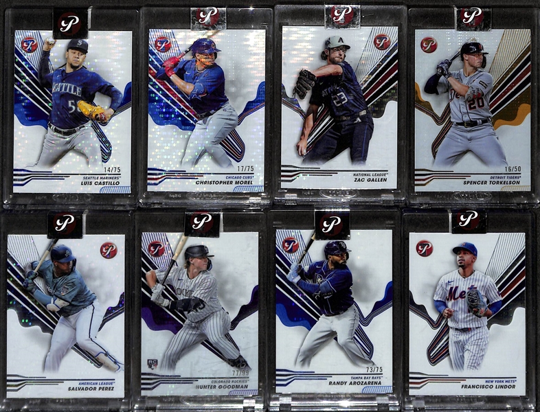 Lot of (32) 2024 Topps Pristine Baseball Refractors inc. Curtis Mead Rookie Orange (#/25), Everson Pereira Rookie Orange (#/25), Trey Cabbage Rookie Orange (#/25), +