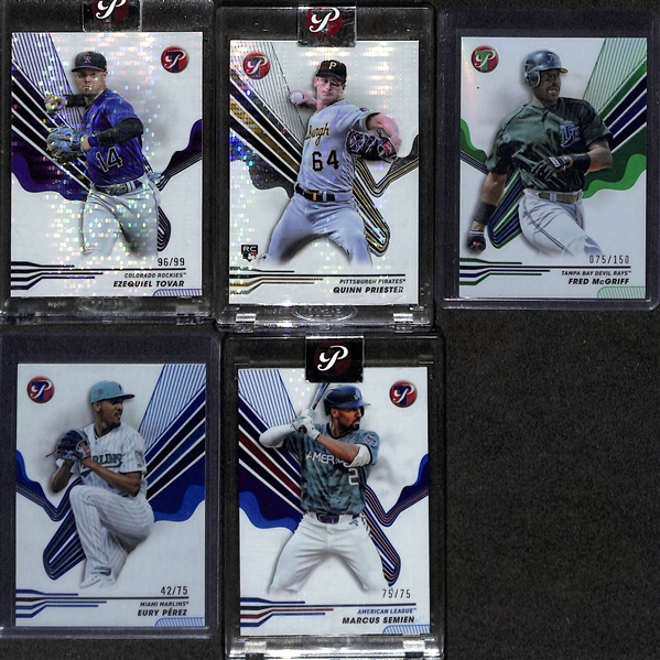 Lot of (32) 2024 Topps Pristine Baseball Refractors inc. Curtis Mead Rookie Orange (#/25), Everson Pereira Rookie Orange (#/25), Trey Cabbage Rookie Orange (#/25), +