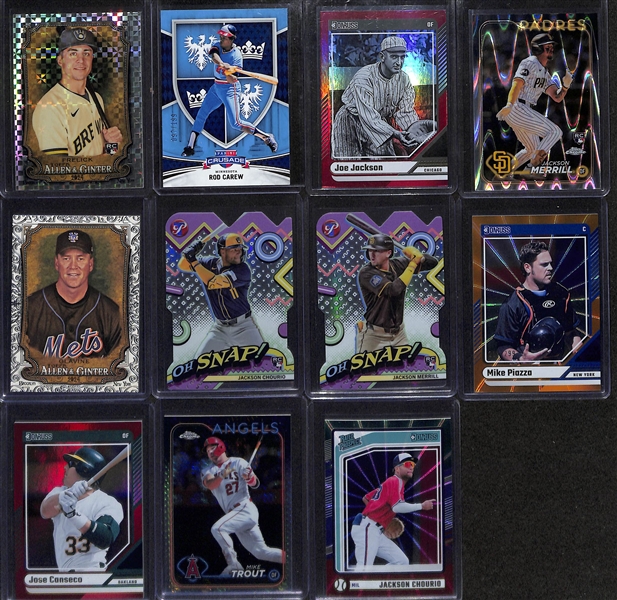 Lot of (500+) Mostly Baseball Cards inc. 2024 Topps Clayton Kershaw Home Field Advantage, 2024 Topps Chrome Mike Trout Logofractor Purple (#/250), +