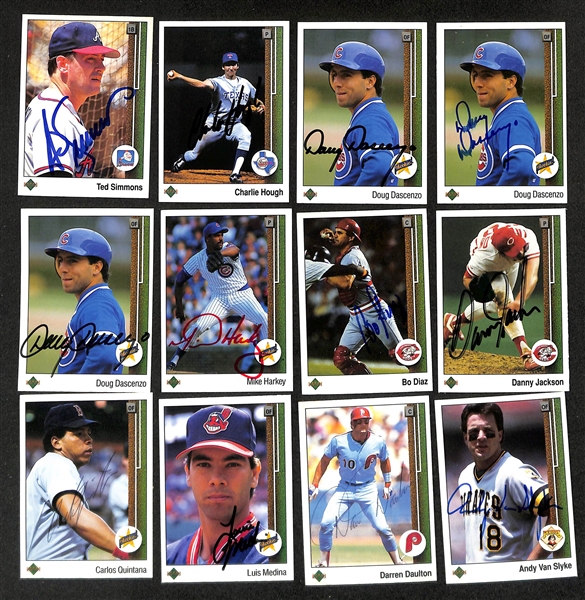 Lot of (175+) Signed 1989 Upper Deck Baseball Cards inc. Greg Maddux, John Smoltz, Tom Glavine, Craig Biggio, Gary Sheffield, + (JSA Auction Letter) 