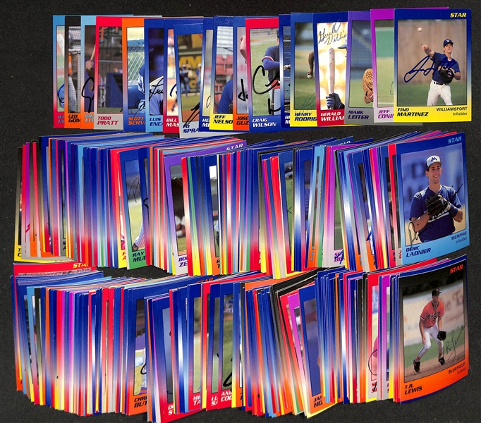 Lot of (225+) Signed 1989 Star Minor League Rookie Baseball Cards inc. Tino Martinez, Jeff Conine, Mark Leiter, Gerald Williams, + (JSA Auction Letter)