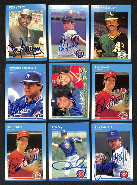 Lot of (95+) Signed 1987 Fleer Baseball Cards inc. Tony Gwynn, Alan Trammell, Dennis Eckersley, (2) Fernando Valenzuela, + (JSA Auction Letter)