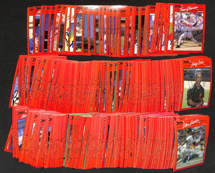 Lot of (250+) Signed 1990 Donruss Baseball Cards inc. Tom Glavine, (2) Lou Whitaker, Mike Bielecki, + (JSA Auction Letter)